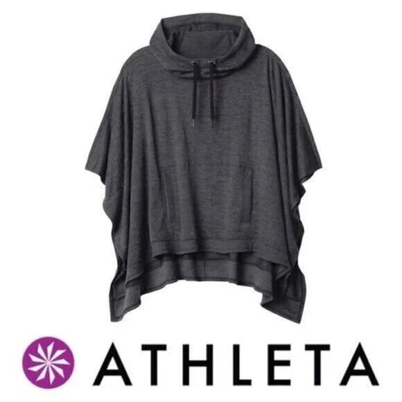 Athleta Blissful Hooded Poncho Waterfall/Cascade Cut Space Gray - Picture 1 of 13